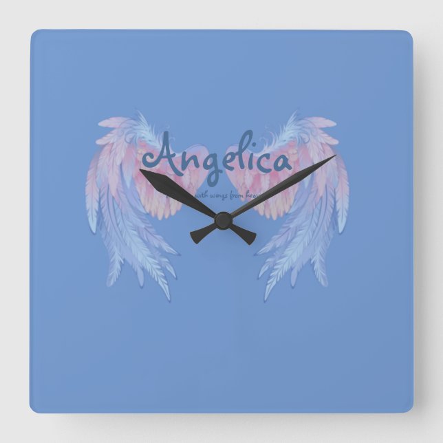 Angelica war geboren mit Flügeln vom himmlischen P Quadratische Wanduhr (Vorderseite)