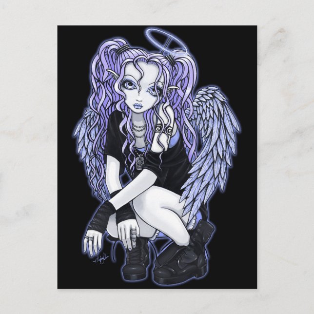 Angelina gotische violette Engels-Fee-Postkarte Postkarte (Vorderseite)