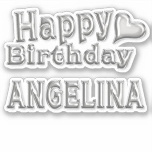 Angelina Happy Birthday silver Aufkleber Sticker