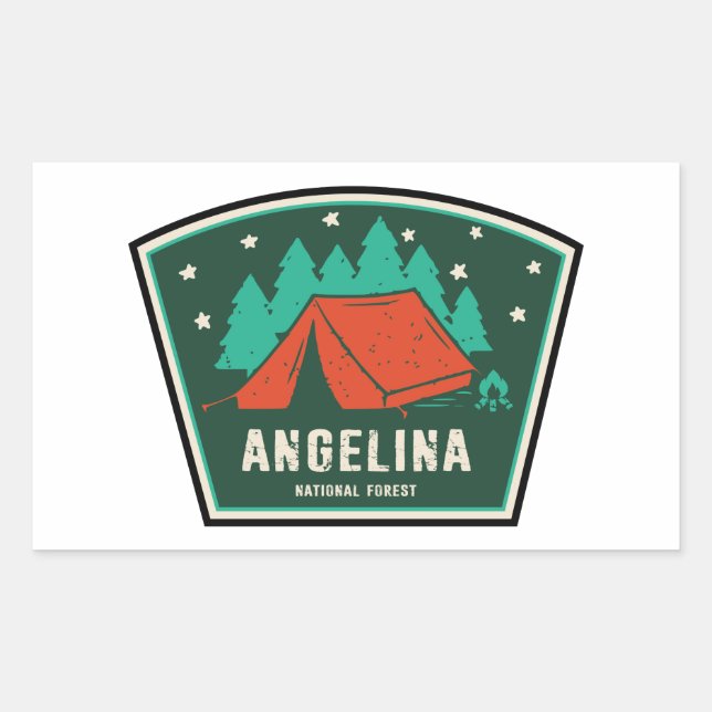 Angelina National Forest Camping Rechteckiger Aufkleber (Vorderseite)