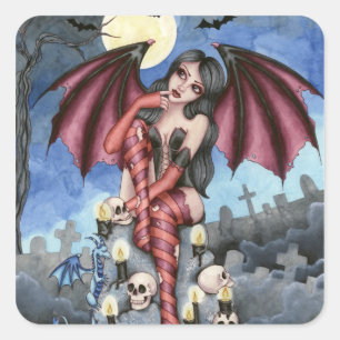 Angelique - Vampirs-Fee-Aufkleber Quadratischer Aufkleber