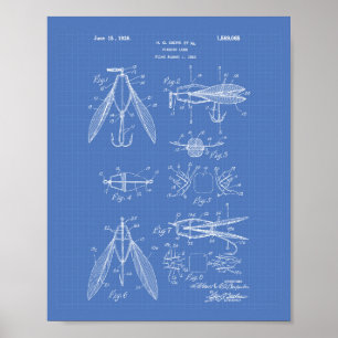 Angelköder 1926 Patent Kunst Blaupause Poster