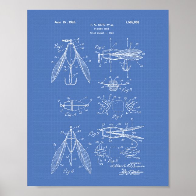 Angelköder 1926 Patent Kunst Blaupause Poster (Vorne)