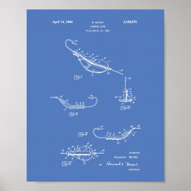 Angelköder 1964 Patent Kunst Blaupause Poster (Vorne)
