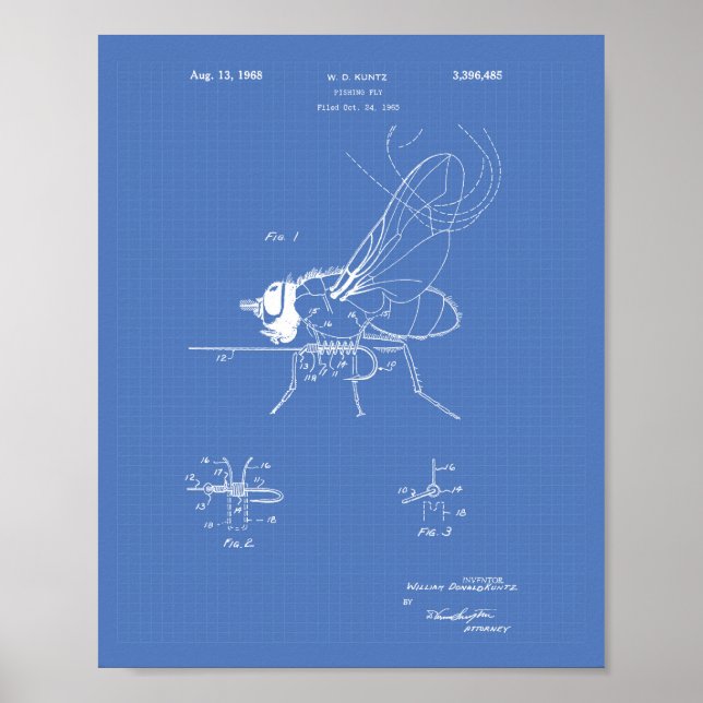 Angelköder 1968 Patent Kunst Blaupause Poster (Vorne)