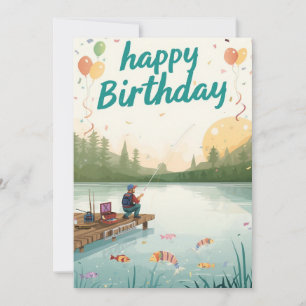Angelliebhaber fangen zu seinem Geburtstag Karte