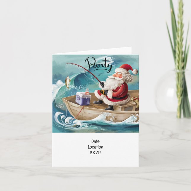 Angelliebhaber Weihnachten mit dem Weihnachtsmann Einladung (Vorderseite)