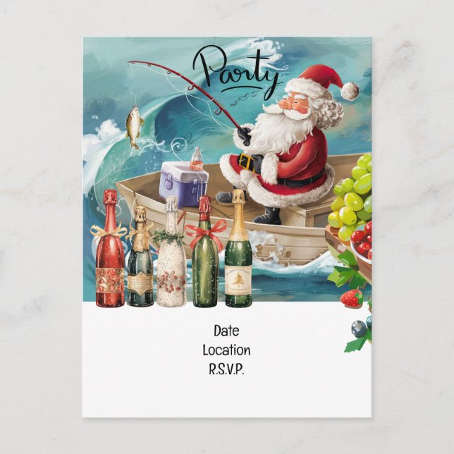 Angelliebhaber Weihnachten mit dem Weihnachtsmann Einladungspostkarte (Vorderseite)