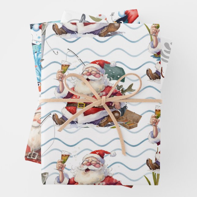 Angelliebhaber Weihnachten mit dem Weihnachtsmann Geschenkpapier Set (Beispiel)