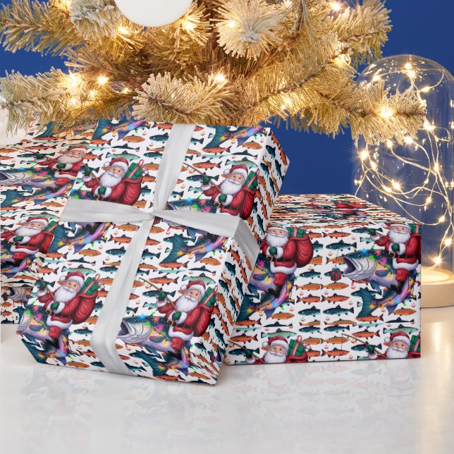 Angelliebhaber Weihnachten mit Santa Claus Fish Geschenkpapier (Feiertage)