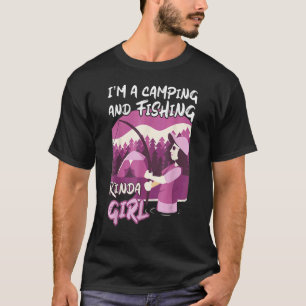 Angelmädchen mit Angelrute am Lagerfeuer beim Camp T-Shirt
