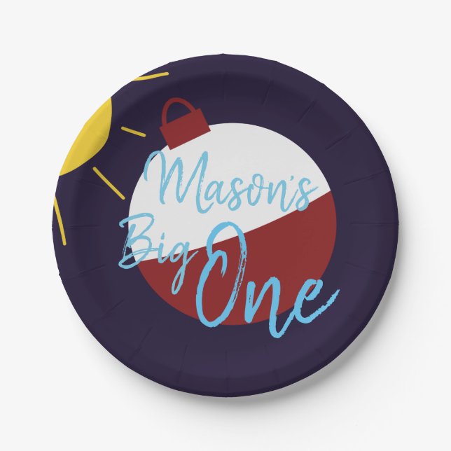 Angeln 1. Geburtstag Big One Fish Pappteller (Vorderseite)