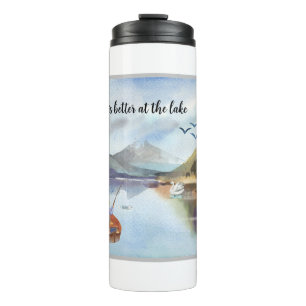 Angeln am Lake Watercolor Thermosbecher