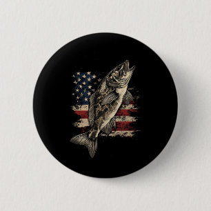 Angeln Amerikanische Flagge B Fisch Männer Frauen Button