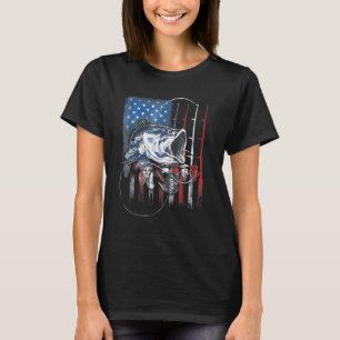 Angeln Amerikanische Flagge Barsch Fischer Uns Una T-Shirt
