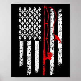 Angeln Amerikanische Flagge Ehemann Sohn Enkel Lus Poster