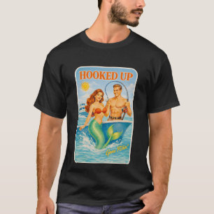 Angeln Aufgehakt Pin-Up Meerjungfrau Lustig Retro  T-Shirt