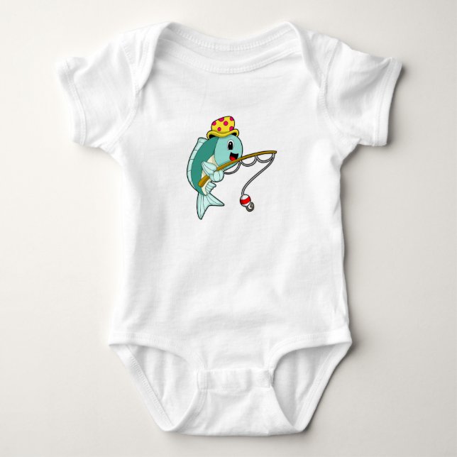 Angeln beim Angeln mit Angelstab & Hat Baby Strampler (Vorderseite)