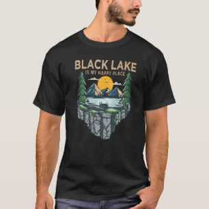Angeln Booten Camping Mein glücklicher Ort Schwarz T-Shirt