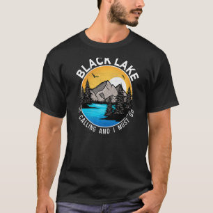 Angeln Bootfahren Camping Lakeview Schwarzer See T-Shirt