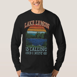 Angeln Bootfahren Camping Retro See Urlaub See L T-Shirt