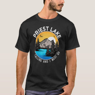 Angeln Bootfahren Camping Seeblick Priest Lake T-Shirt