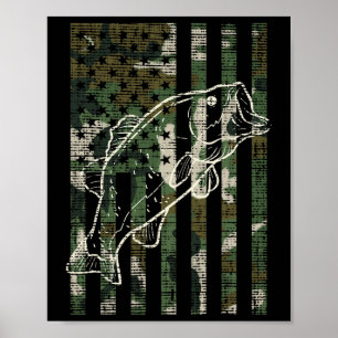 Angeln Camo Us Flagge Fisch B Patriot Angler Papa  Poster
