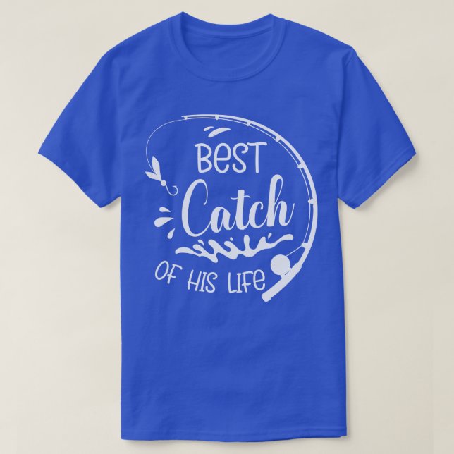 Angeln der beste Fang seines Lebens Ehefrau Eheman T-Shirt (Design vorne)