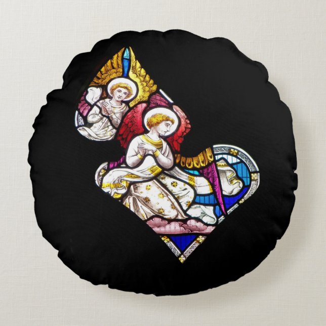 ANGELN FENSTER AUS GLAS RUNDES KISSEN (Vorderseite)