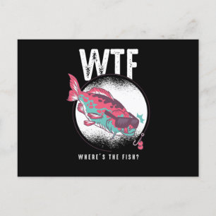 Angeln Fischer Fischliebhaber Geschenk WTF Wo ist  Postkarte