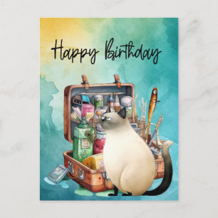 Angeln für Katzenliebhaber zum Geburtstag  Postkarte