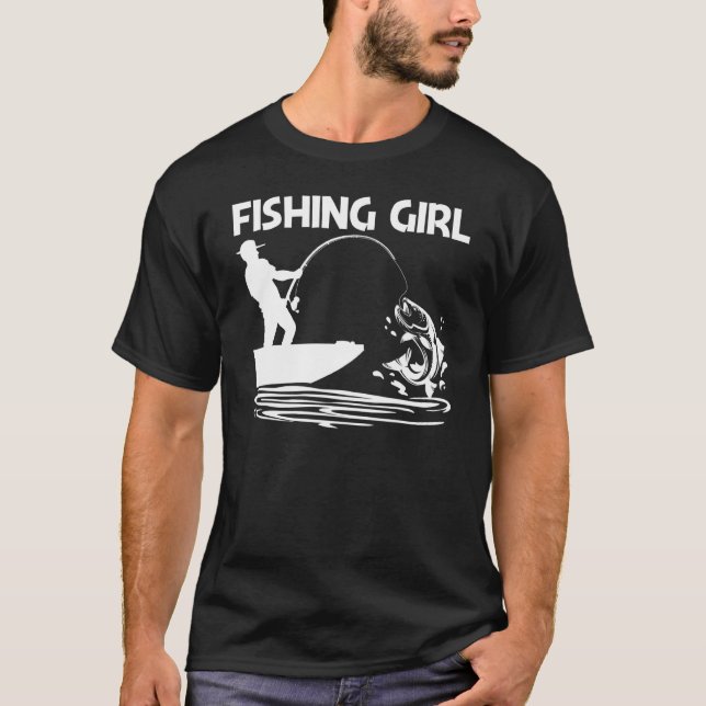 Angeln für Mädchen Kinder Fischer Köder Bootsfahrt T-Shirt (Vorderseite)