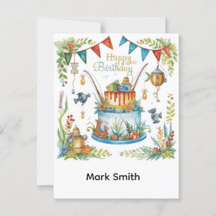 Angeln Geburtstag Thema hooked on Fun Postkarte