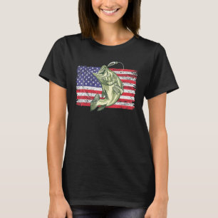 Angeln großer Barsch US-amerikanische Flagge gehak T-Shirt