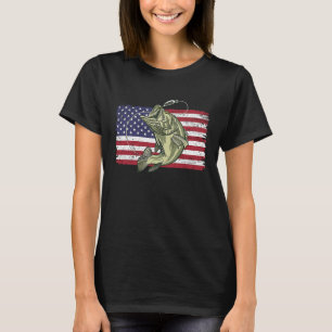 Angeln großer Barsch US Amerikanische Flagge gehak T-Shirt