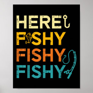 Angeln hier Fischig Retro Fischliebhaber Fischer M Poster