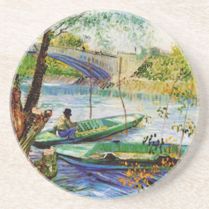 Angeln im Frühling, Vincent van Gogh. Schöne Fisch Getränkeuntersetzer