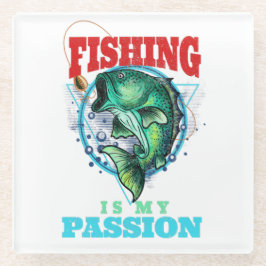 Angeln ist meine Leidenschaft, Retro-Angler-Bass Glasuntersetzer