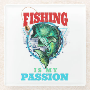 Angeln ist meine Leidenschaft, Retro-Angler-Bass Glasuntersetzer