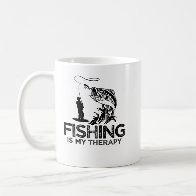 Angeln ist meine Therapie Geschenke Golf Lover Fun Kaffeetasse (Links)