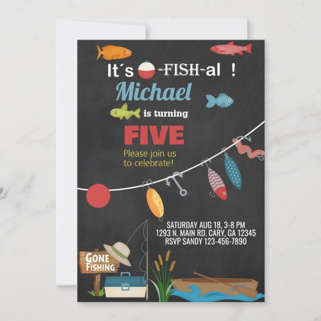 Angeln-Junge Geburtstagseinladung. Einladung (Vorderseite)