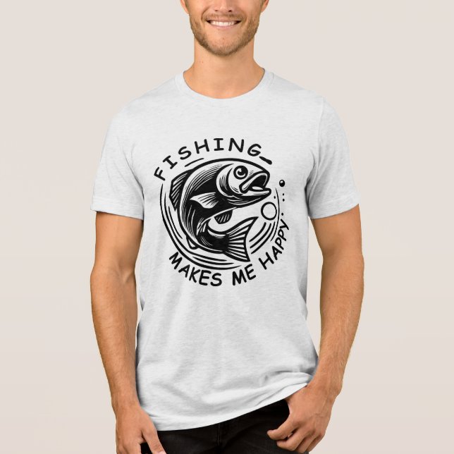Angeln macht mich glücklich Tri-Blend shirt (Vorderseite)