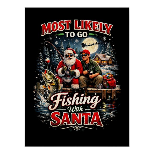 Angeln mit dem Weihnachtsmann Poster (Vorderseite)
