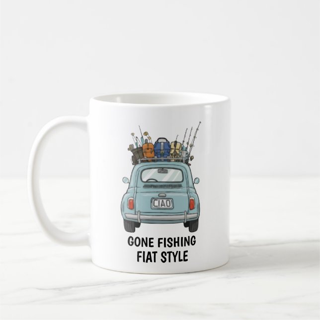 Angeln mit Fiat-Auto  Kaffeetasse (Links)