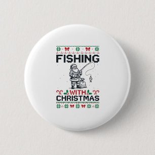 Angeln mit Weihnachten Santa Ferien Button