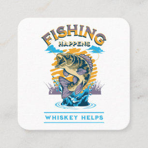 Angeln passiert. Whisky hilft! Quadratische Visitenkarte