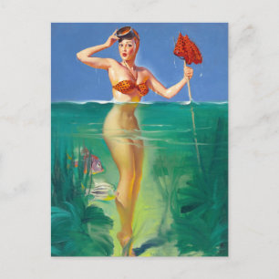 Angeln Pin Up Postkarte