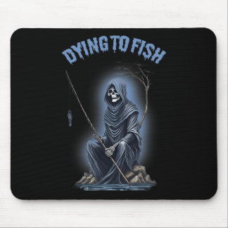 Angeln Sterben Um Zu Fischen Sensenmann Horror Hal Mousepad