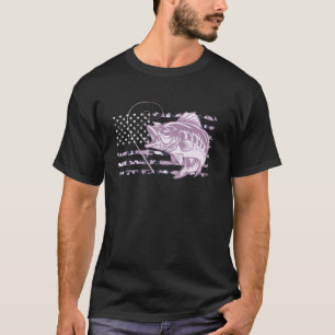 Angeln Tarnung US Amerikanische Flagge Barsch Fisc T-Shirt