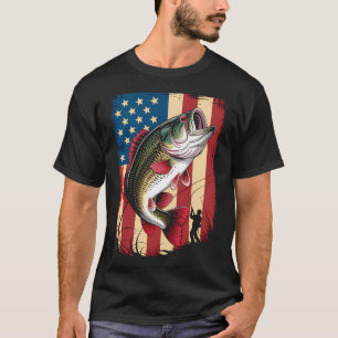 Angeln Tarnung US-amerikanische Flagge Bass Fisch T-Shirt